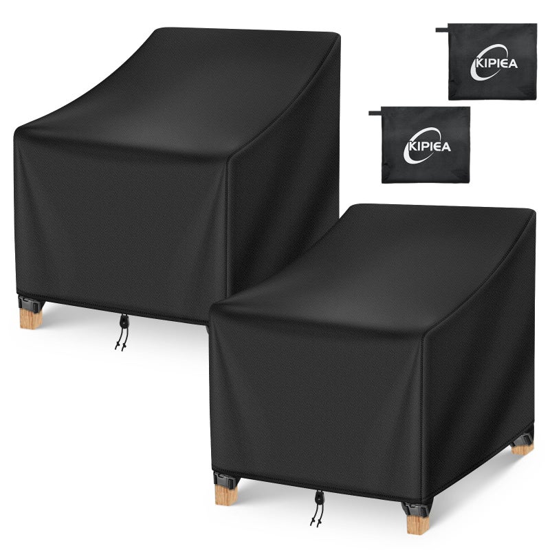 Kipiea Patio Chair Covers Waterproof Winter 2 Pack - Heavy Duty Lawn Outdoor Furniture Chair Covers with Anti UV and No Tears  No Fading (30"" W x 37"" D x 31"" H) - Image 1